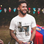 Camiseta Triblenda Guión de mejor papa | Familia Photo Keepsake<br><div class="desc">Envíe un hermoso regalo personalizado del día de su padre a su padre que él apreciará. Collage especial de fotos familiares del día del padre para mostrar tus fotos familiares y recuerdos especiales. Nuestro diseño cuenta con un sencillo diseño de cuadrícula de 4 fotos con "Mejor papi nunca" diseñado en...</div>