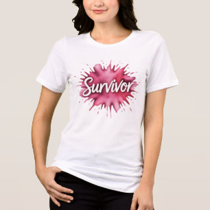 Camiseta Triblenda Guión de superviviente de salpicadura rosa