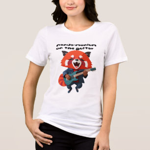 Camiseta Triblenda Guitarra de Panda Rojo Animado