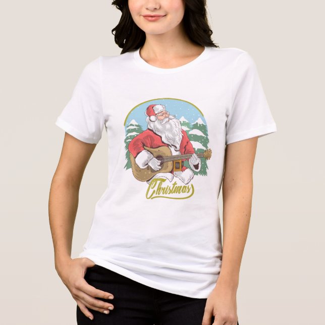 Camiseta Triblenda Guitarra tocando Santa Claus | NAVIDADES (Anverso)