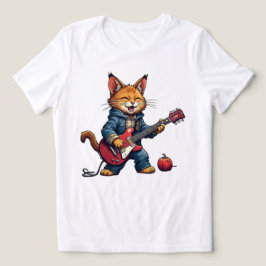 Camiseta Triblenda Guitarrista de gato naranja