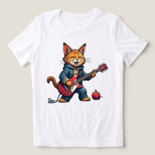 Camiseta Triblenda Guitarrista de gato naranja