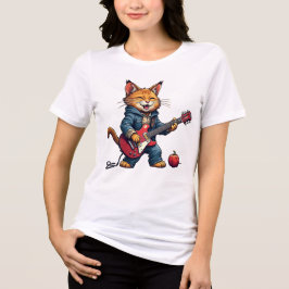Camiseta Triblenda Guitarrista de gato naranja