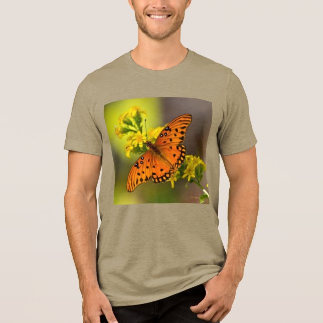 Camiseta Triblenda Gulf Fritillary aka Passion Butterfly on Goldenrod (Anverso)