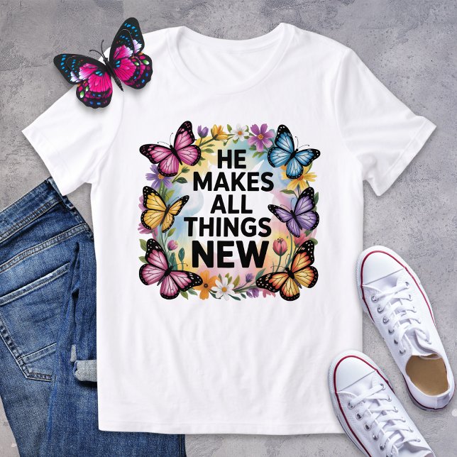 Camiseta Triblenda Hace todas las cosas nuevas mariposa (Subido por el creador)