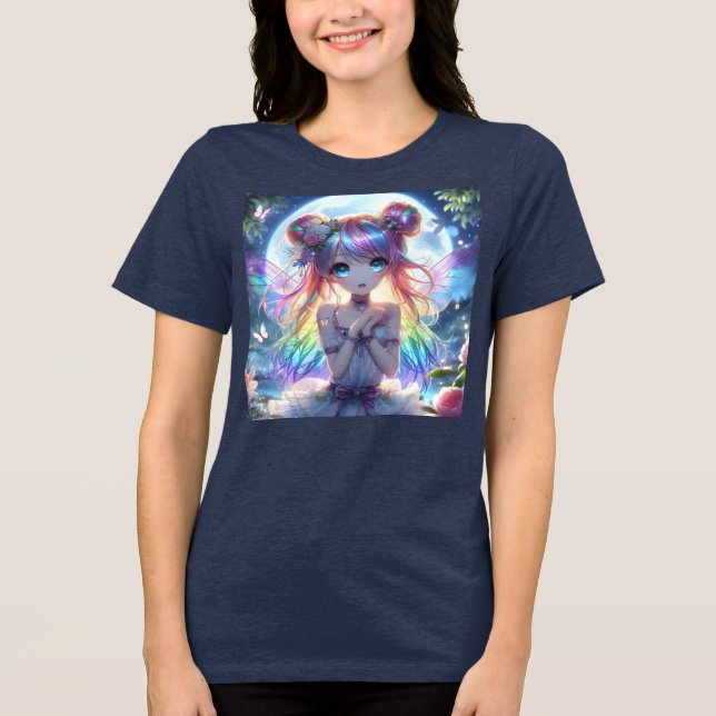 Camiseta Triblenda Hada de la luna cantante del pelo del arcoiris del (Anverso)