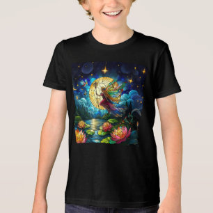 Camiseta Triblenda Hada de vuelo a la luz de la luna de vidrio emplom