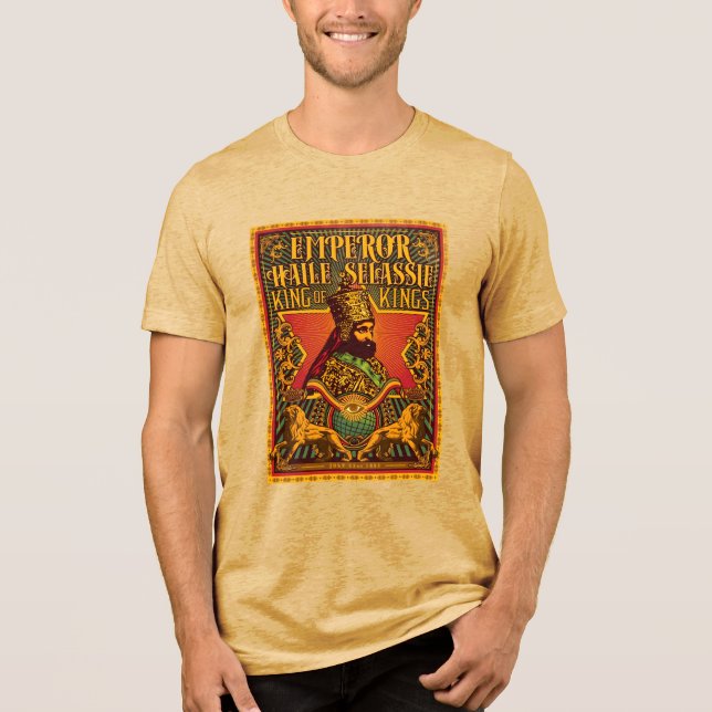 Camiseta Triblenda Haile Selassie I HIM Jah Rastafari Rasta Jah Bless (Anverso)