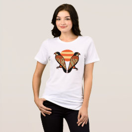 Camiseta Triblenda Halcones Gemelos Retro Atardecer Vintage Pájaro