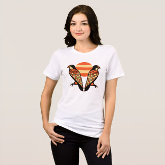 Camiseta Triblenda Halcones Gemelos Retro Atardecer Vintage Pájaro