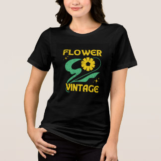 Camiseta Triblenda Half Sleeves T shirt with Flower Vintage Design