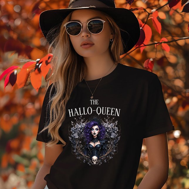 Camiseta Triblenda Halloqueen Halloween  (HalloQueen Halloween Dark Queen with Gothic Border T-shirt)