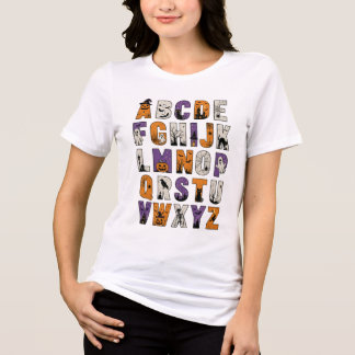 Camiseta Triblenda Halloween Alphabet T-Shirt, Spooky ABC Letters
