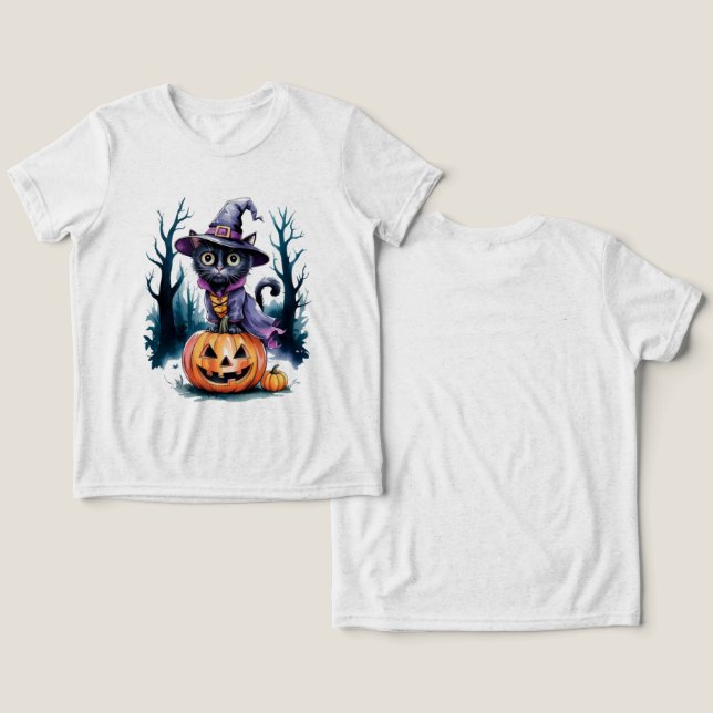 Camiseta Triblenda Halloween Black Cat Cuece Witch (Diseño Anverso y Reverso)