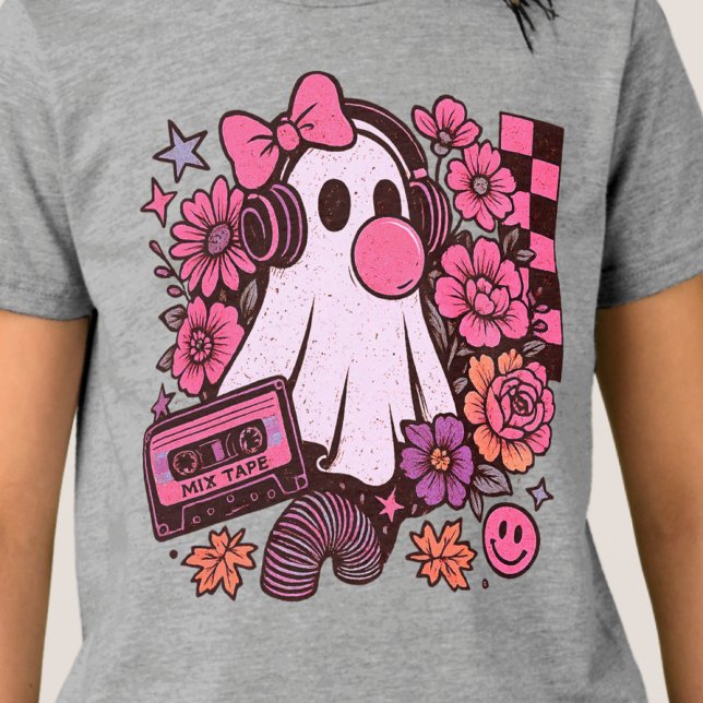 Camiseta Triblenda Halloween, Chica de Fantasma Retro Estética Bubble (This ghost girl design mixes 90s aesthetic nostalgia with playful Halloween charm.)