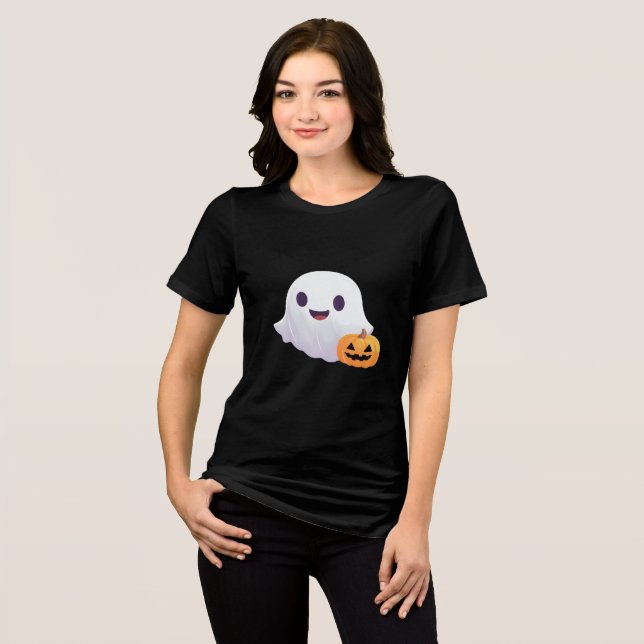 Camiseta Triblenda Halloween con ghost y calabaza (Anverso Completo)
