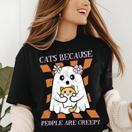 Camiseta Triblenda Halloween Cute Funny Ghost Cat Lover