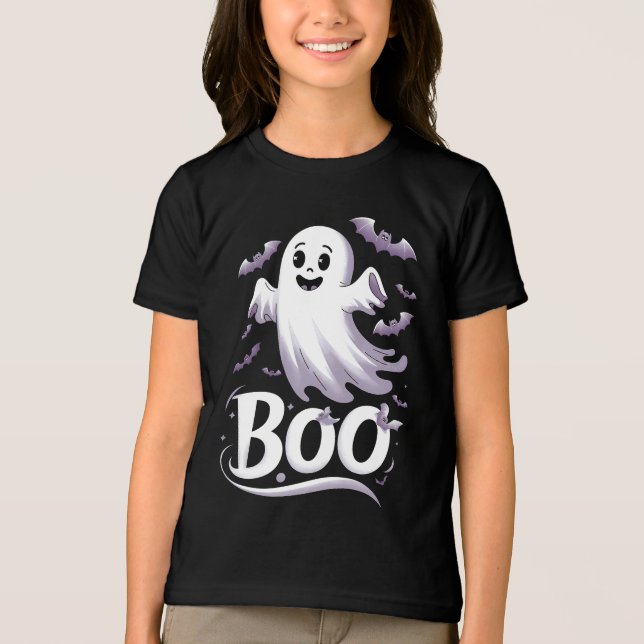 Camiseta Triblenda Halloween de 'Boo' guantes y murciélagos (Anverso)