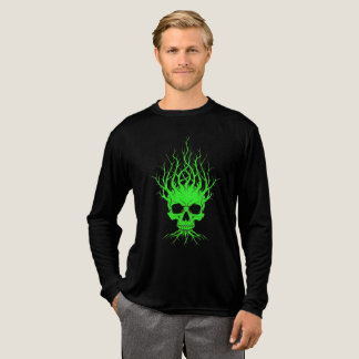 Camiseta Triblenda Halloween del árbol del cráneo verde