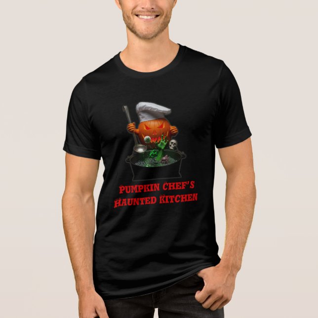 Camiseta Triblenda Halloween del Chef de calabaza - Diseño de cocina  (Anverso)