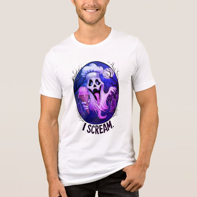 Camiseta Triblenda Halloween, Famoso Crema de Hielo Fantasma Chef (Anverso)