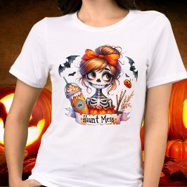 Camiseta Triblenda Halloween Haunt Mess Coffee Skeleton Spooky Person
