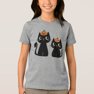 Camiseta Triblenda Halloween/otoño/otoño/otoño/calabaza/gato