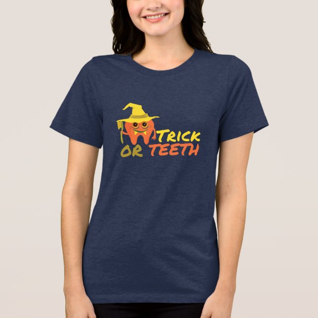 Camiseta Triblenda Halloween Party Dental Hygienist Trick or Teys (Anverso)