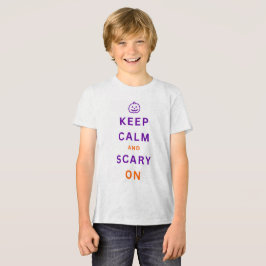 Camiseta Triblenda Halloween púrpura mantiene la calma y el miedo en 