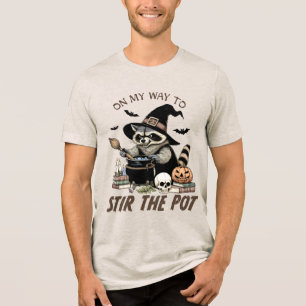 Camiseta Triblenda Halloween Raccoon Wizard Funny Modern