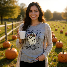 Camiseta Triblenda Halloween Spooky Cat Social Club Funny
