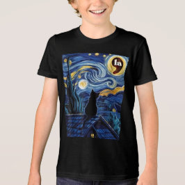 Camiseta Triblenda Halloween Starry Night Black Cat Comma La Kamala