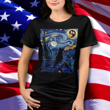 Halloween Starry Night Black Cat Comma La Kamala