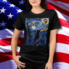 Camiseta Triblenda Halloween Starry Night Black Cat Comma La Kamala