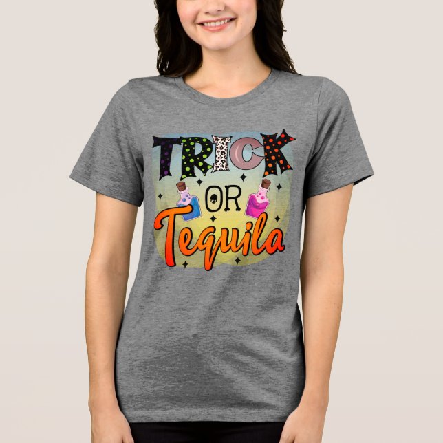 Camiseta Triblenda Halloween Trick O Tequila Typography Fun (Anverso)