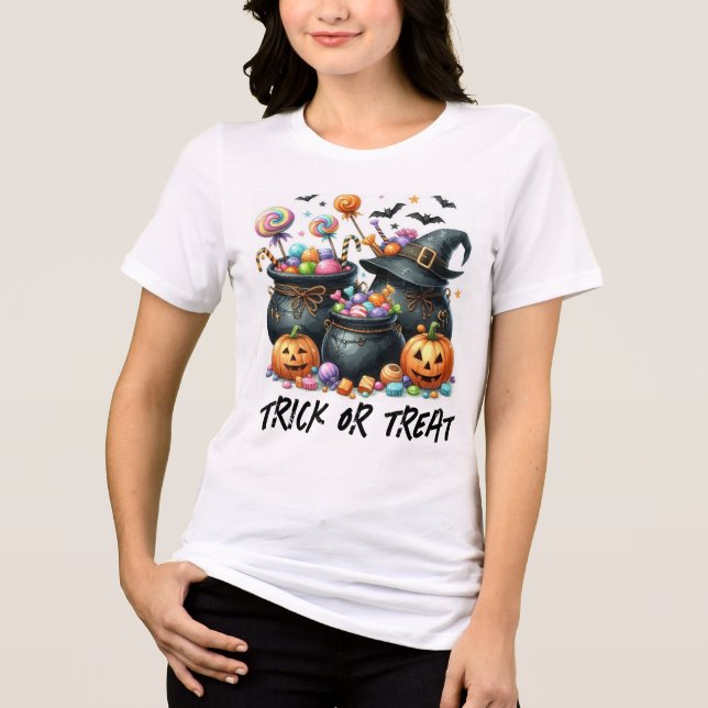 CAMISETA TRIBLENDA HALLOWEEN TRICK O TRATAMIENTO (Anverso)