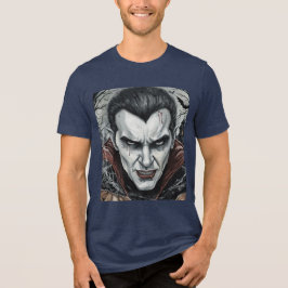 Camiseta Triblenda Halloween, Vampiro Sediento, Parche de Calabaza