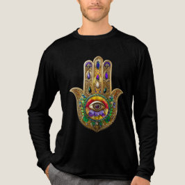 Camiseta Triblenda Hamsa de Oro Pintado Amatista Rubí Tercer Ojo