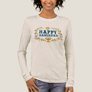 Camiseta Triblenda HANUKKAH Menorah floral festividad judía