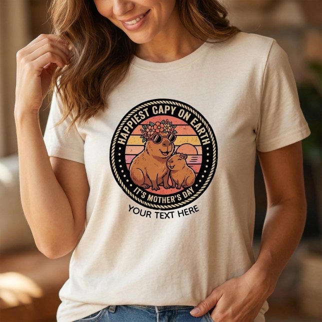 Camiseta Triblenda Happiest Capy On Earth Mother's Day Retro Sunset  (Subido por el creador)