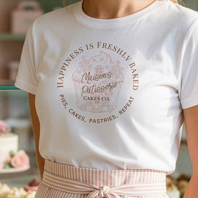 Camiseta Triblenda Happiness is Freshly Baked Fun Cupcake Bakery Logo (Happiness is Freshly Baked Fun Cupcake Bakery Logo Tri-Blend Shirt)