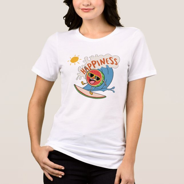 Camiseta Triblenda Happiness Watermelon T-shirt – Surf & Summer Fun (Anverso)