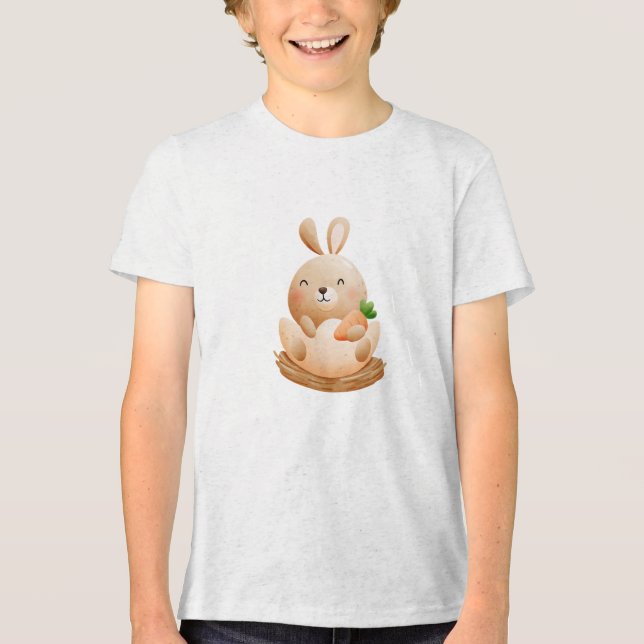 Camiseta Triblenda Happy Baby Bunny in Egg Illustration (Anverso)