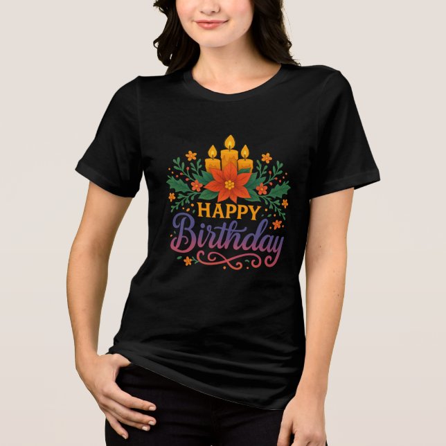 Camiseta Triblenda Happy Birthday Candle Bella+Canvas Women’s  (Anverso)