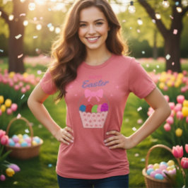 Camiseta Triblenda Happy Easter Basket Pink Bow Women's T-Shirt