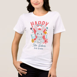 Camiseta Triblenda Happy Easter Cute Pastel Teacher Bunny 