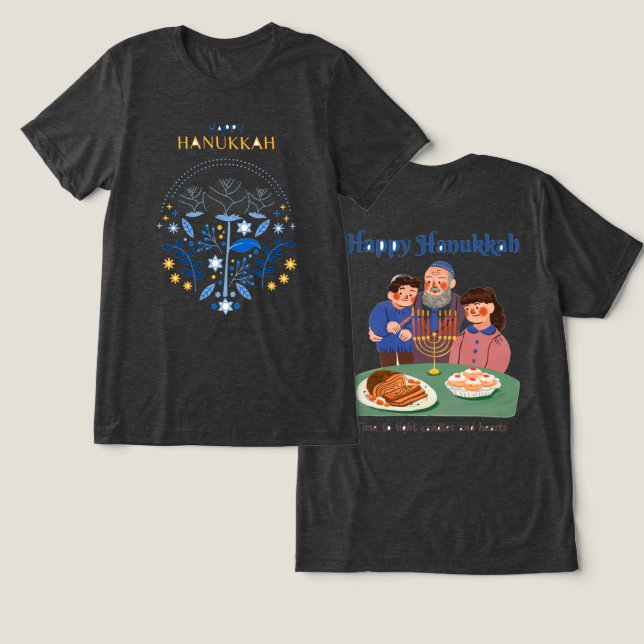 Camiseta Triblenda Happy Hanukkah T-Shirt (Diseño Anverso y Reverso)