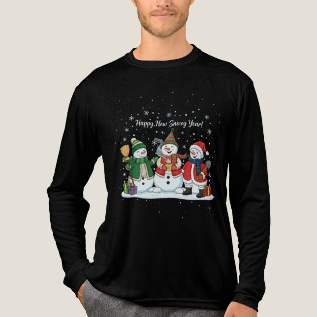 Camiseta Triblenda Happy New Snowy Year 2026 Snowmen Winter Unisex  (Anverso)