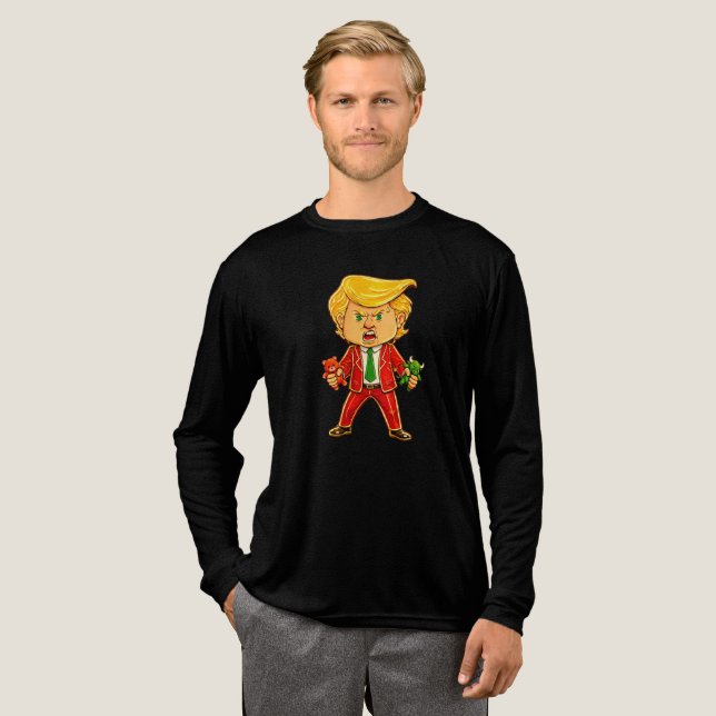 Camiseta Triblenda Happy Trump Funny Trump Bull Bear Trump Meme Chibi (Anverso Completo)