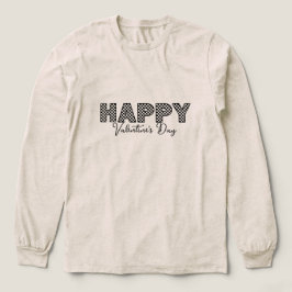 Camiseta Triblenda 'Happy Valentine's Day' Checkered Letters Fun Cozy